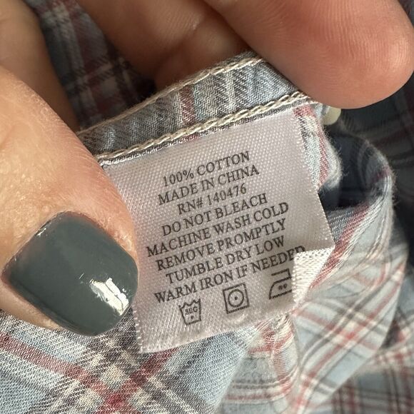 Faherty Mens Shirt L Button Front Blue Plaid Long Sleeve Active Cotton Pocket - Picture 7 of 11